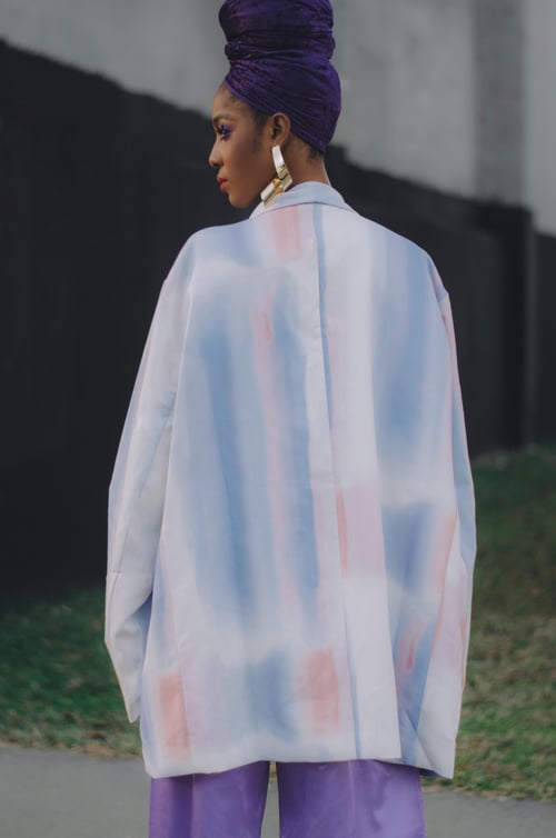 Image of Modern Eshal Watercolor Double  Breasted Blazer