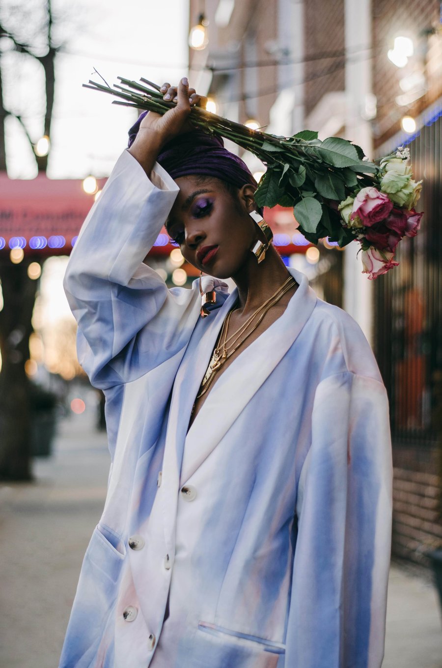 Image of Modern Eshal Watercolor Double  Breasted Blazer