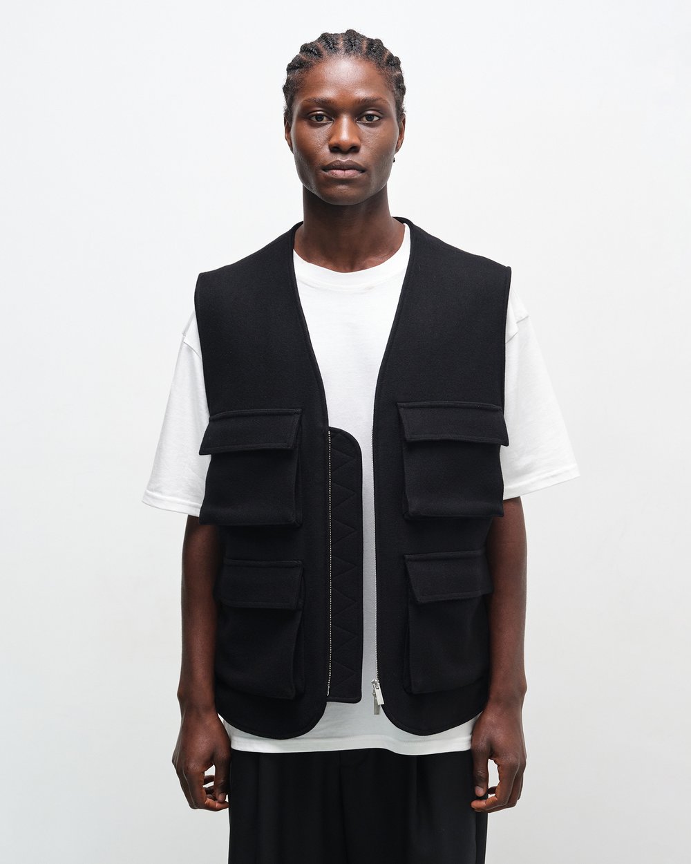 Image of Black Wool Cashmere Utility Vest