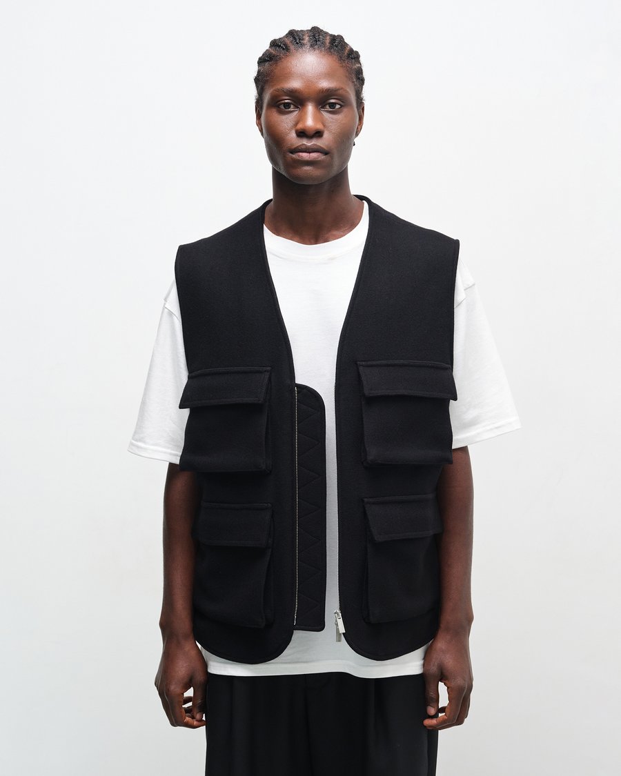 Image of Black Wool Cashmere Utility Vest