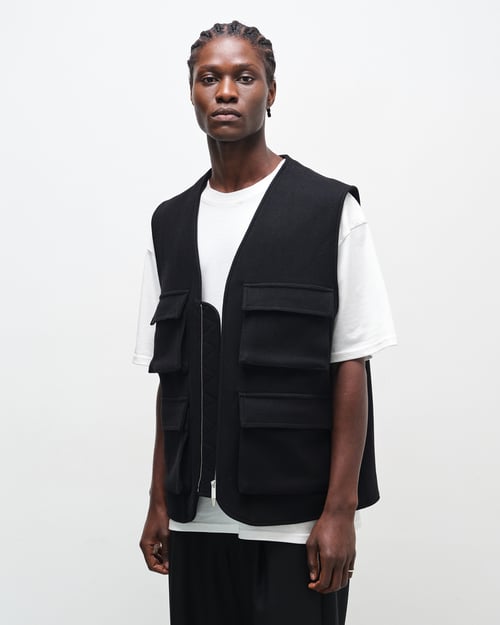 Image of Black Wool Cashmere Utility Vest
