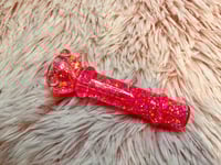Image 4 of Pink Freezable Glitter Chillum Pipe One Hitter Pipe