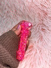 Image 5 of Pink Freezable Glitter Chillum Pipe One Hitter Pipe