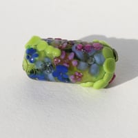 Image 3 of Lampworked Glass Encased Floral Garden bead