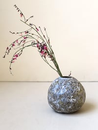 Image 2 of Small Round Paper Mache Vase | Handmade Rustic Decor for Dried Flowers