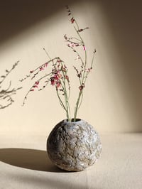 Image 3 of Small Round Paper Mache Vase | Handmade Rustic Decor for Dried Flowers
