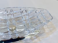 Image 8 of Coupe à fruits Art Déco en cristal taillé & métal argenté HUSSER vintage 960 - Plat