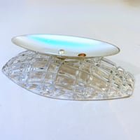 Image 10 of Coupe à fruits Art Déco en cristal taillé & métal argenté HUSSER vintage 960 - Plat
