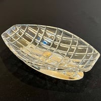 Image 2 of Coupe à fruits Art Déco en cristal taillé & métal argenté HUSSER vintage 960 - Plat