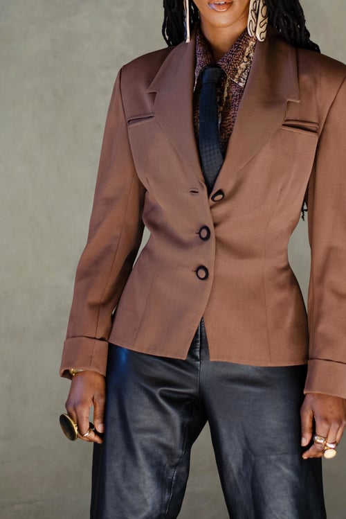 Image of Vintage Xolani Cocoa Cinched Tailored Blazer