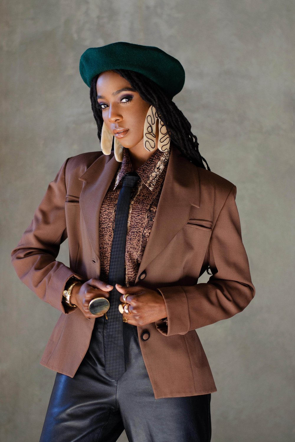 Image of Vintage Xolani Cocoa Cinched Tailored Blazer