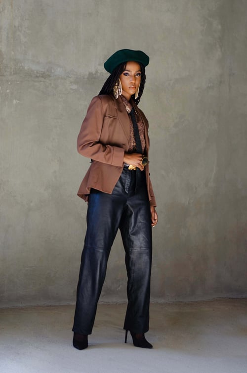 Image of Vintage Xolani Cocoa Cinched Tailored Blazer