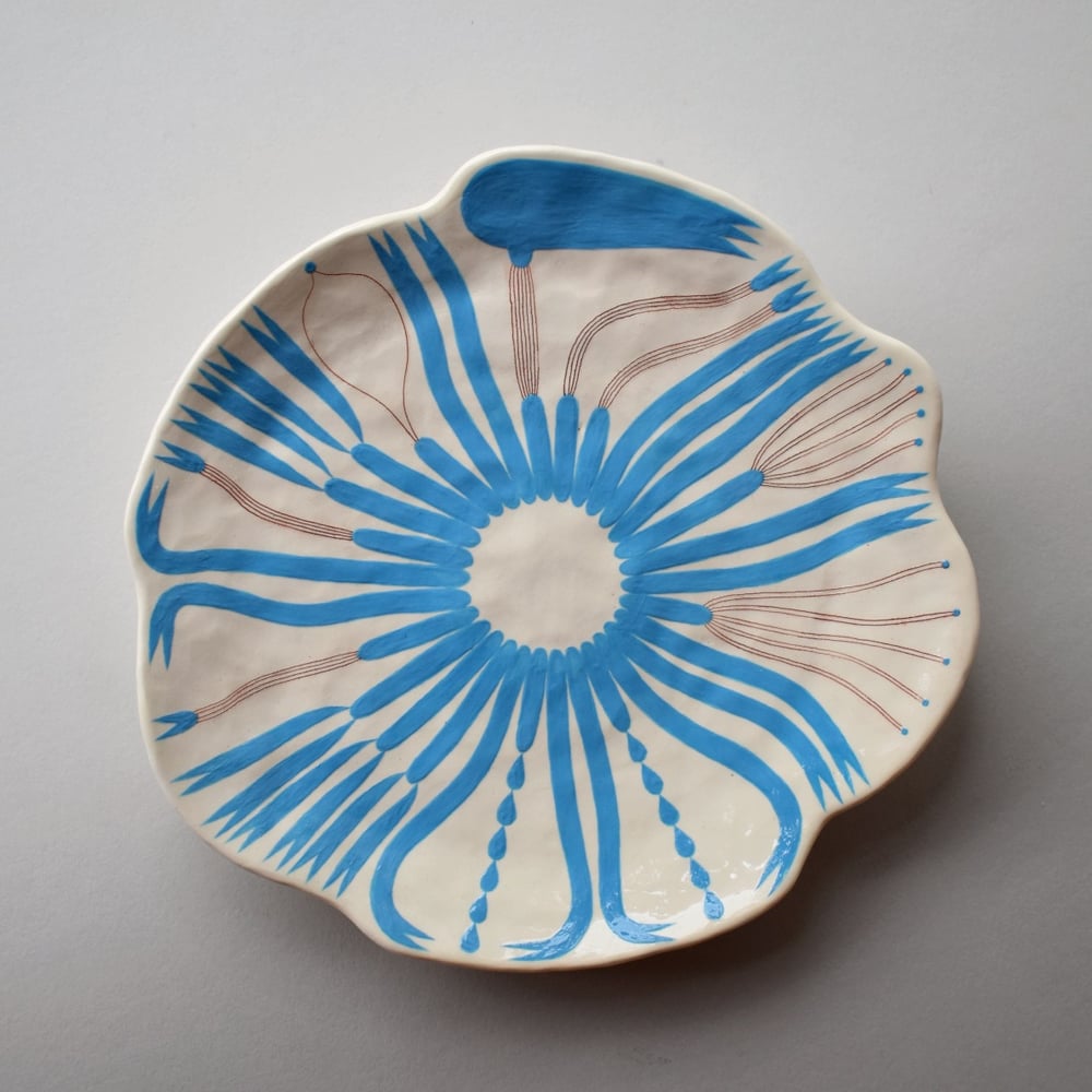 Image of Blue Abstract Plant Plate