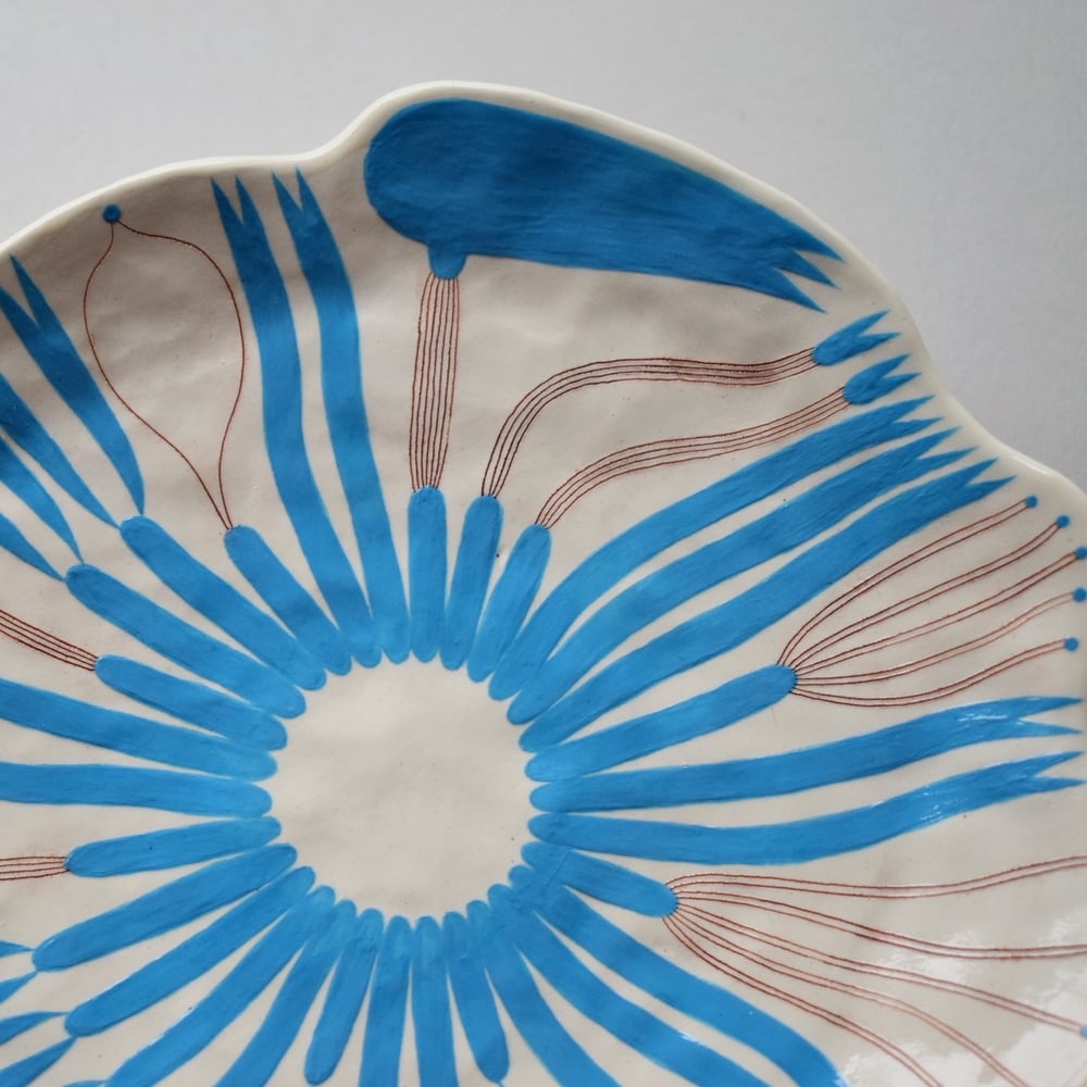 Image of Blue Abstract Plant Plate