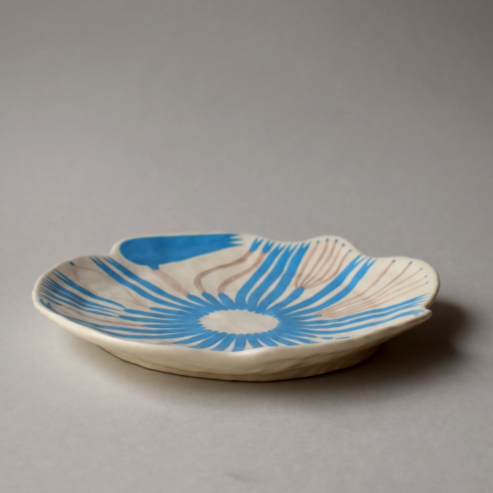 Image of Blue Abstract Plant Plate