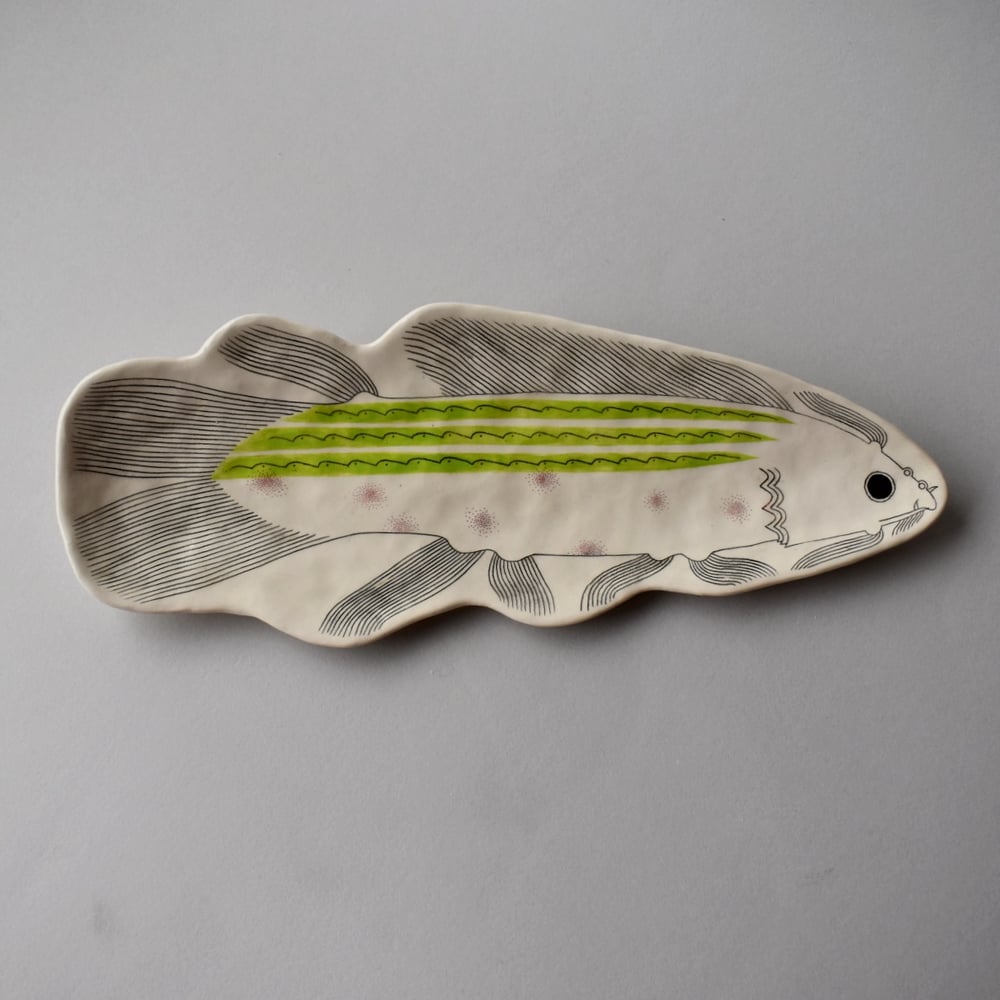 Image of Green Striped Fish Plate