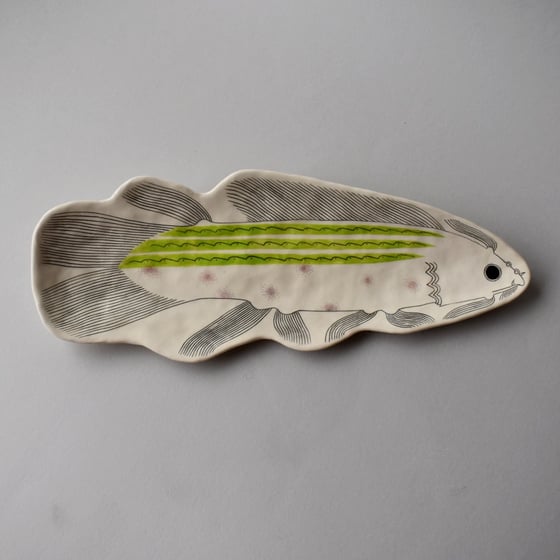 Image of Green Striped Fish Plate