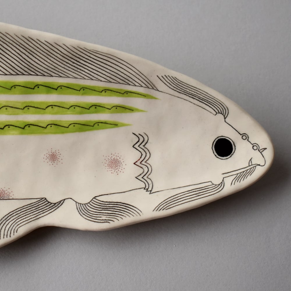 Image of Green Striped Fish Plate