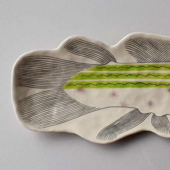 Image of Green Striped Fish Plate