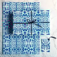 Image 1 of Folk Art Wrapping paper( 2 sheets and Gift Tags)