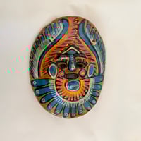 Image 1 of Petit masque mexicain vintage en terre cuite peint à la main . Années 70 - 80