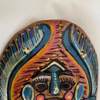 Image 4 of Petit masque mexicain vintage en terre cuite peint à la main . Années 70 - 80