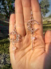 Image 1 of Elegant RainbowMoonstone Moon Earrings