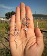 Image 2 of Elegant RainbowMoonstone Moon Earrings