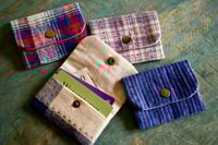 Image 1 of Handwoven Fabric Card Holder – Vintage Cotton, Hand Stitches Details & Button Closure