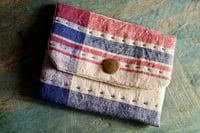 Image 3 of Handwoven Fabric Card Holder – Vintage Cotton, Hand Stitches Details & Button Closure