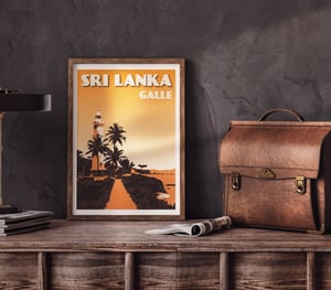 Image of Vintage Poster Sri Lanka - Fort Galle - Orange - Fine Art Print