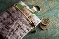 Image 2 of Small Coin Purse with Key Ring – Vintage Fabric Zipper Pouch