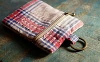 Image 3 of Small Coin Purse with Key Ring – Vintage Fabric Zipper Pouch
