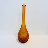 Image 1 of Grande bouteille carafe vintage Empoli en verre jaune ambré pointe de diamant -  Italie
