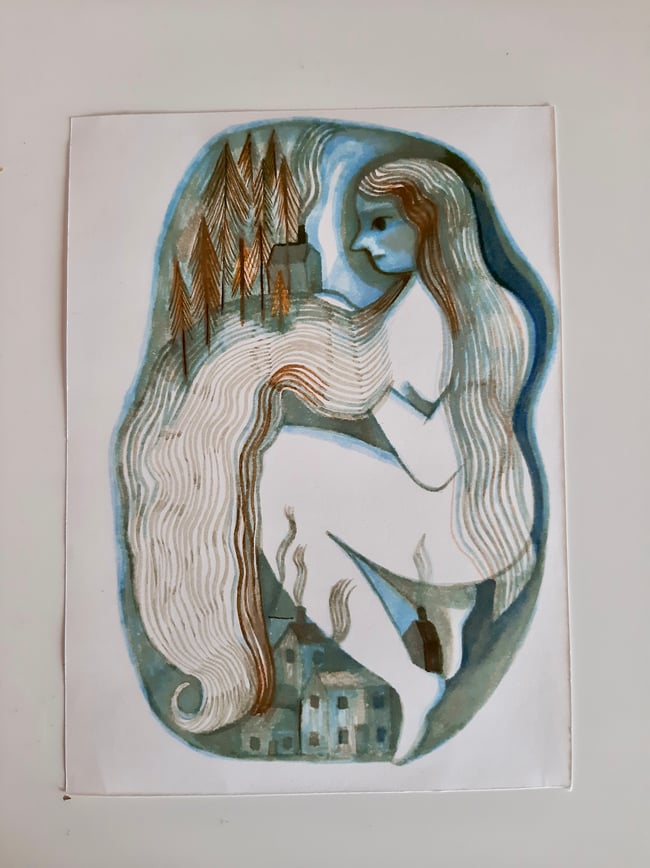 Forest witch ~ Original brush pen drawing