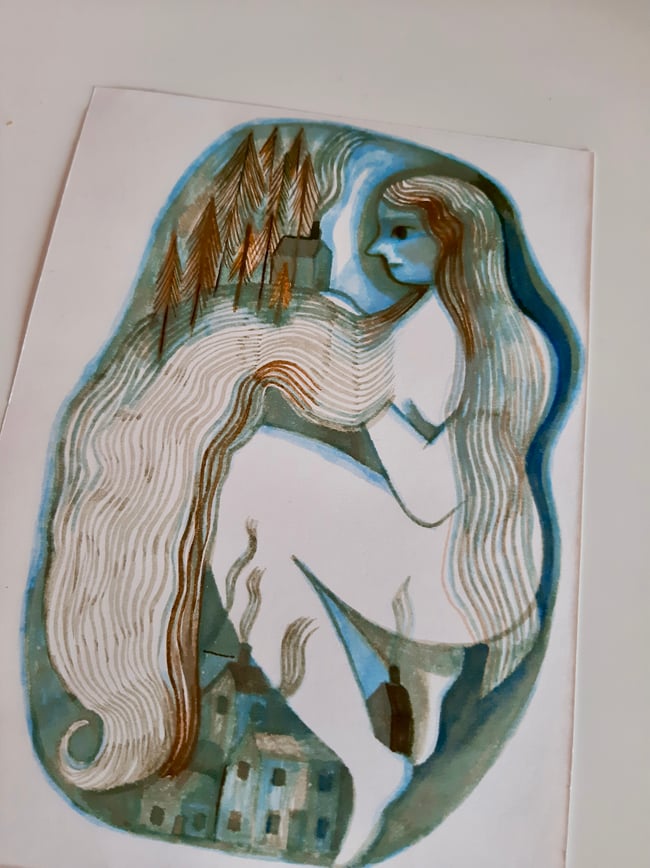 Forest witch ~ Original brush pen drawing