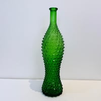 Image 1 of Grande bouteille carafe vintage Empoli en verre vert pointe de diamant -  Italie