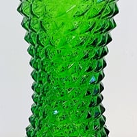 Image 4 of Grande bouteille carafe vintage Empoli en verre vert pointe de diamant -  Italie