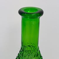 Image 8 of Grande bouteille carafe vintage Empoli en verre vert pointe de diamant -  Italie