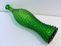 Image 3 of Grande bouteille carafe vintage Empoli en verre vert pointe de diamant -  Italie