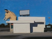 Giant Cow Head, 8-Mile Urban landscape oil Painting 