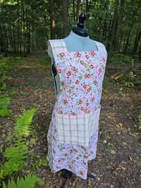 Image 1 of Plus Size Cotton Crossover Apron in Peonies on Beige