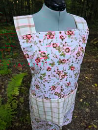 Image 2 of Plus Size Cotton Crossover Apron in Peonies on Beige
