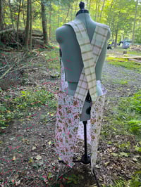 Image 3 of Plus Size Cotton Crossover Apron in Peonies on Beige