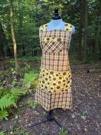 Image 1 of Plus Size Cotton Crossover Apron - Sunflowers