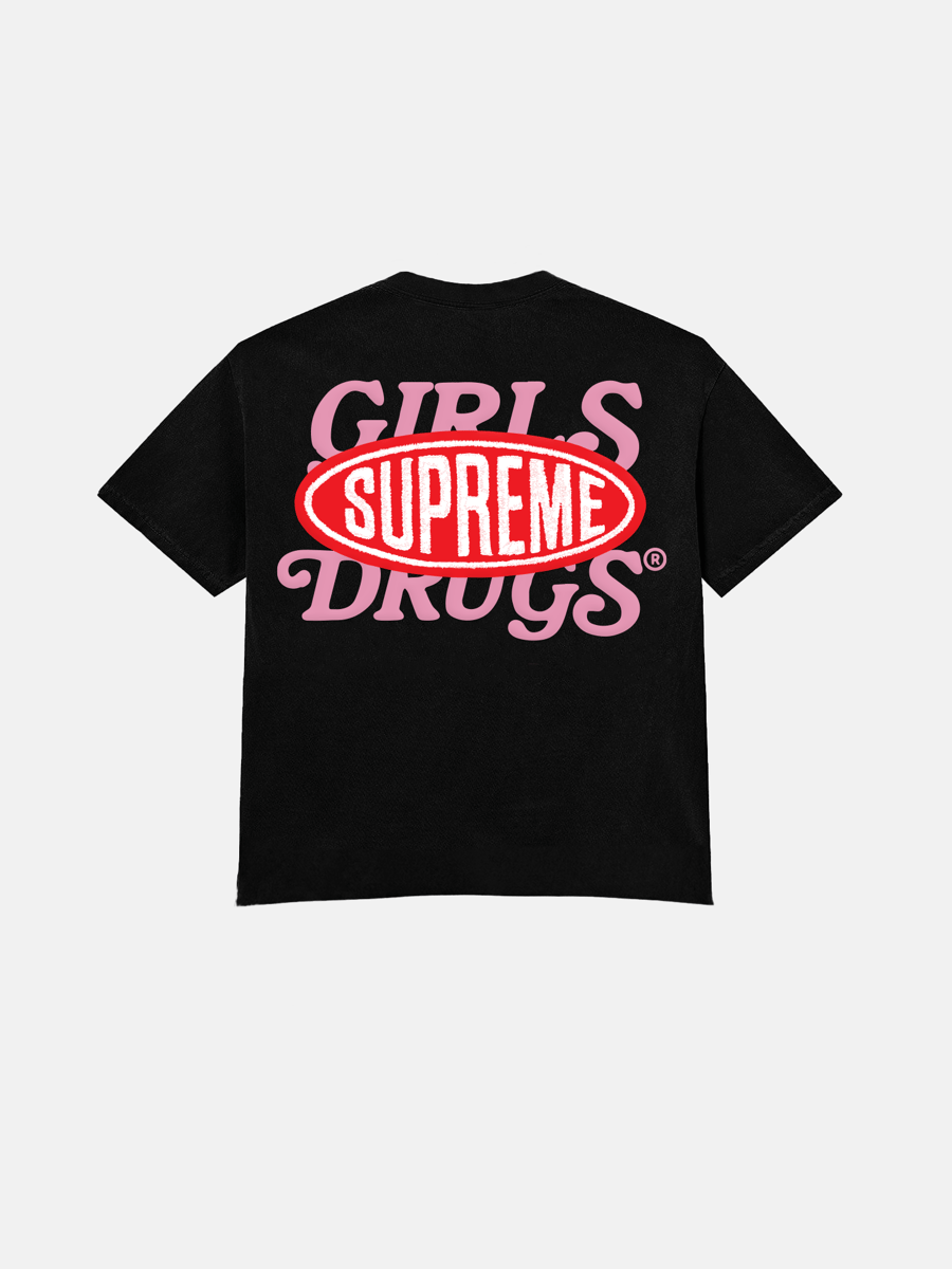 GIRLS ARE DRUGS — GIRLS ARE DRUGS® x SUPREME® TEE - BLACK / PINK
