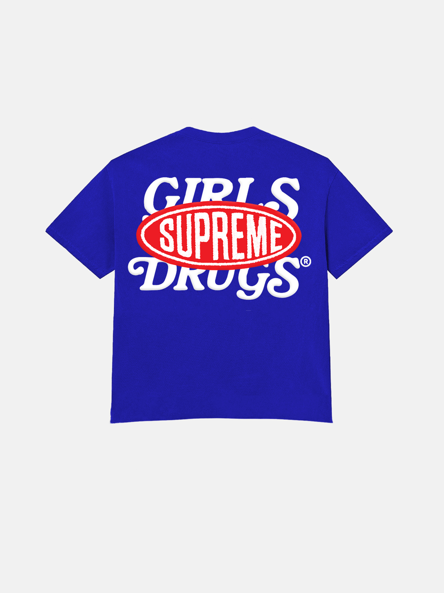 Image of GIRLS ARE DRUGS® x SUPREME® TEE  - ROYAL / WHITE