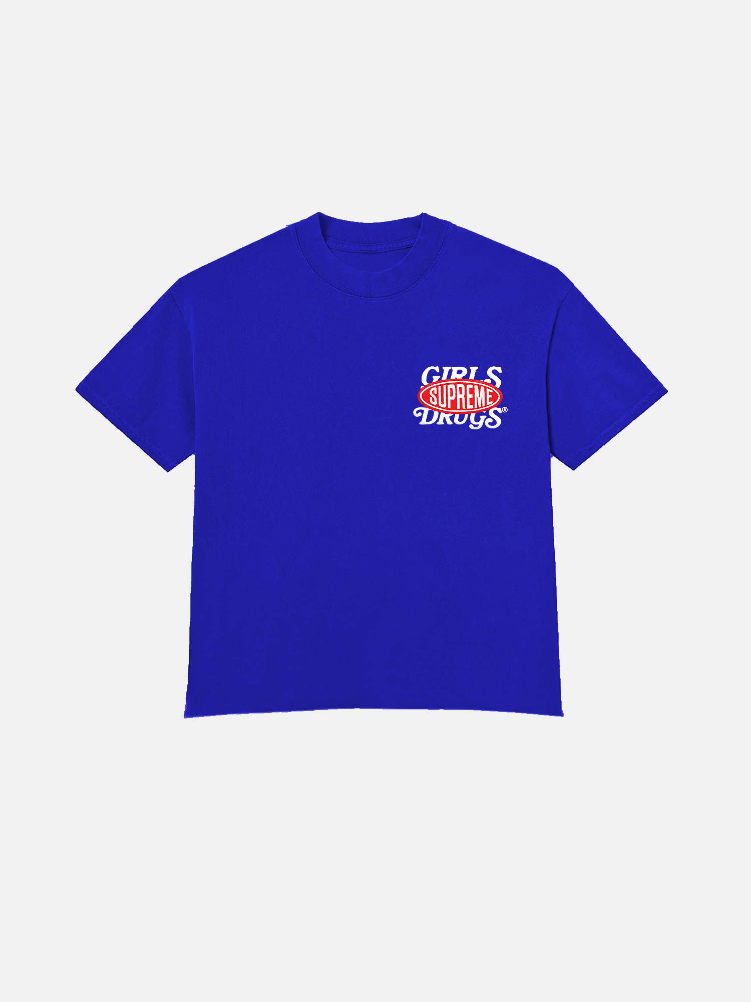 Image of GIRLS ARE DRUGS® x SUPREME® TEE  - ROYAL / WHITE