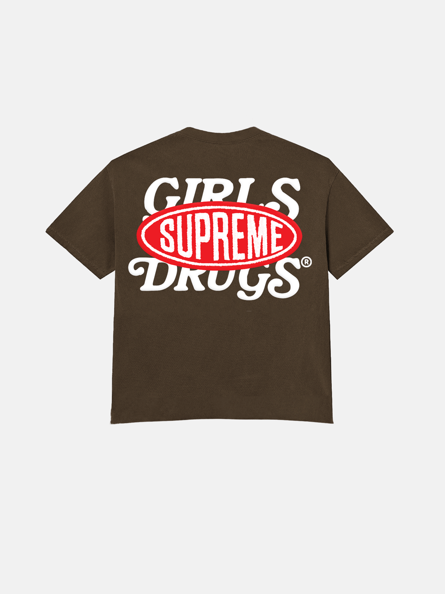 GIRLS ARE DRUGS® x SUPREME® TEE - MOCHA | GIRLS ARE DRUGS