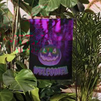 Image 3 of Garden flag - Welcome Jack o Lantern Retro Purple Glow